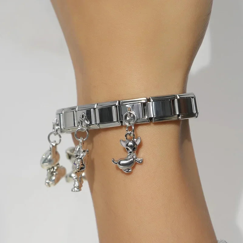 New Original Daisy Dog Cow Elephant Peacock Italian Links Charm Fit 9Mm Bracelet Stainless Steel Jewelry Making DJ281