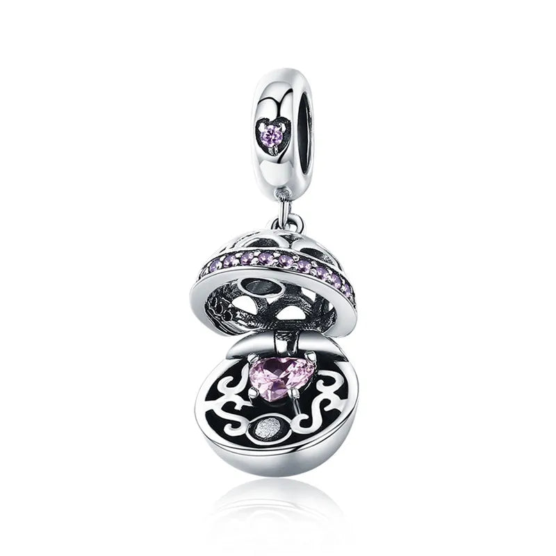 Authentic 925 Sterling Silver Love Gift Box Dangle Ball Charm Pendant Fit Women Charm Bracelet & Necklaces Jewelry SCC689