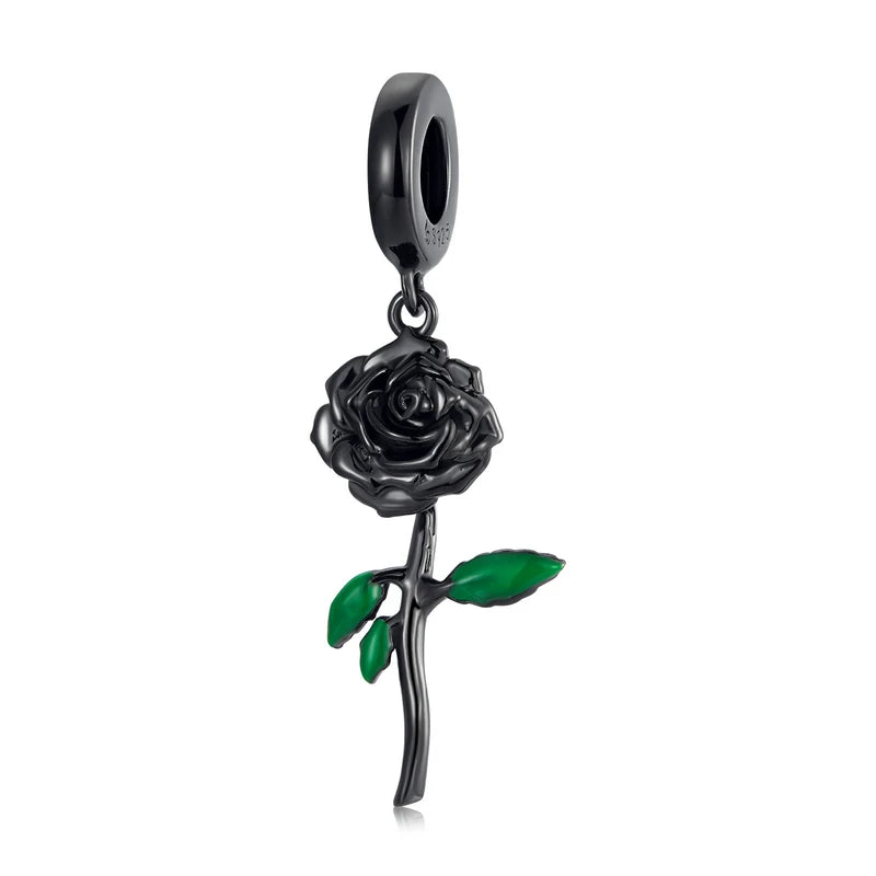 3D Rose Flower Pendant Charm 925 Sterling Silver Rose Gold Color Charms for Bracelet or Necklace DIY Sunflower Charms