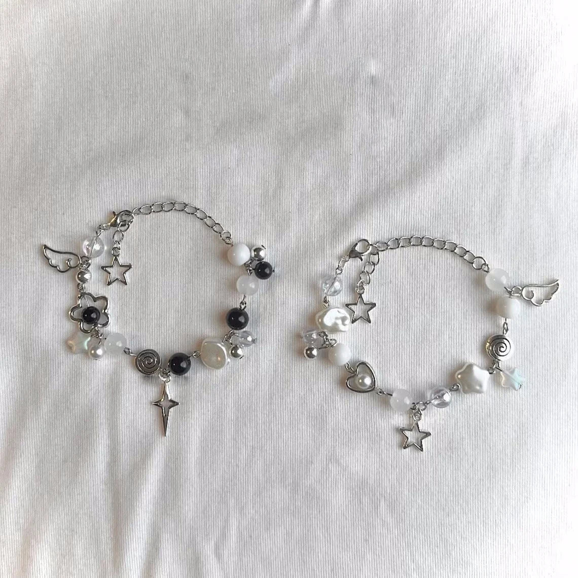 Handmade Jujutsu Kaisen Beaded Charm Bracelets | Gojo + Geto | Cute Dainty Anime Alternative Charm Bracelet