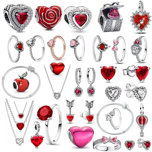 Valentine'S Day Red Christmas Apple Gift Dangle Charms Beads 925 Sterling Silver Fit Original Heart Bracelet Women Jewelry