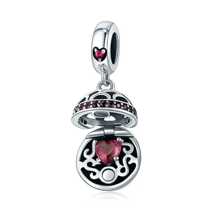 Authentic 925 Sterling Silver Love Gift Box Dangle Ball Charm Pendant Fit Women Charm Bracelet & Necklaces Jewelry SCC689