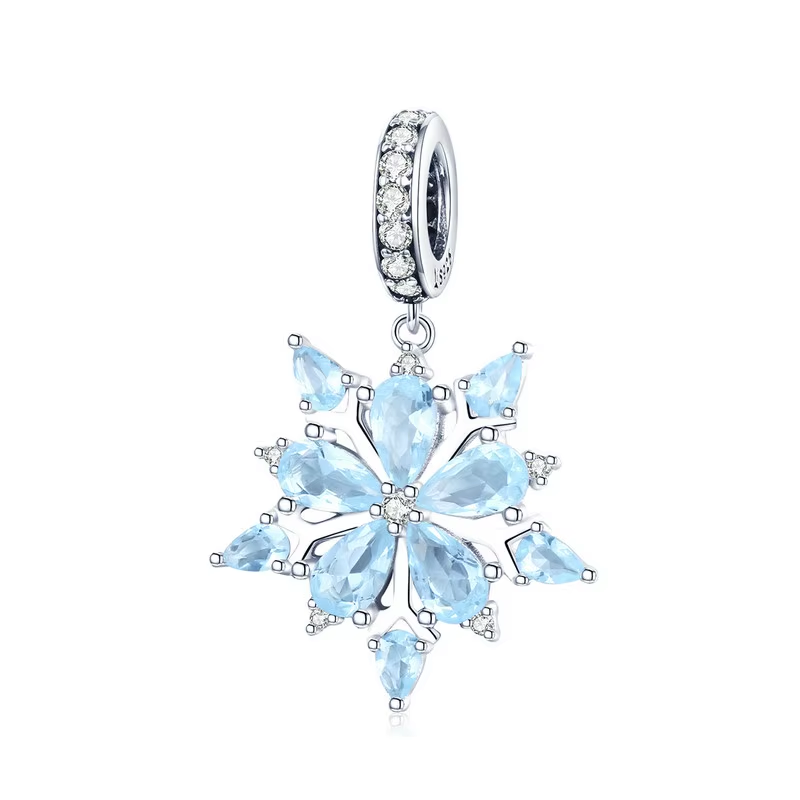 925 Sterling Silver Glacier Charm - Snowflake Pendant