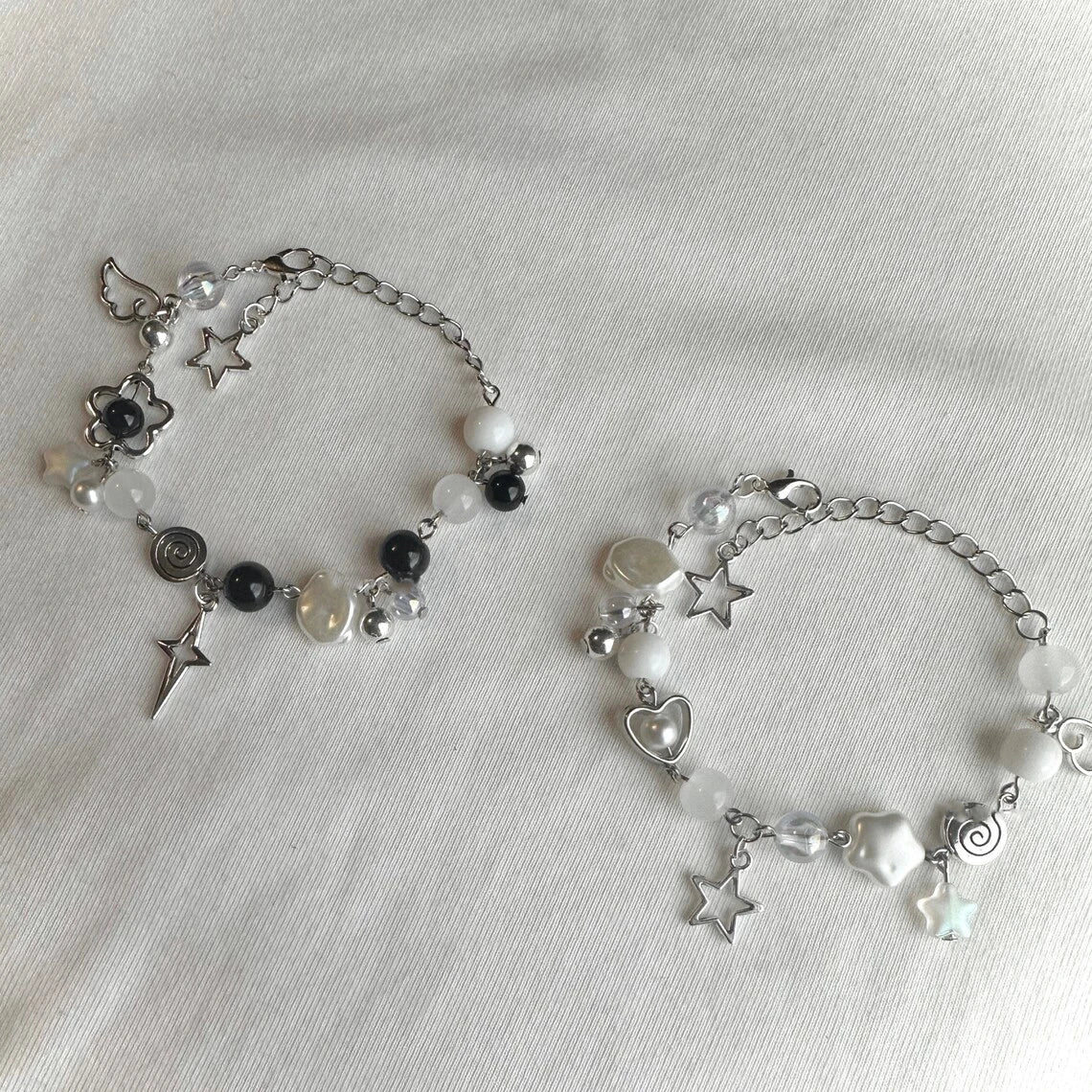 Handmade Jujutsu Kaisen Beaded Charm Bracelets | Gojo + Geto | Cute Dainty Anime Alternative Charm Bracelet