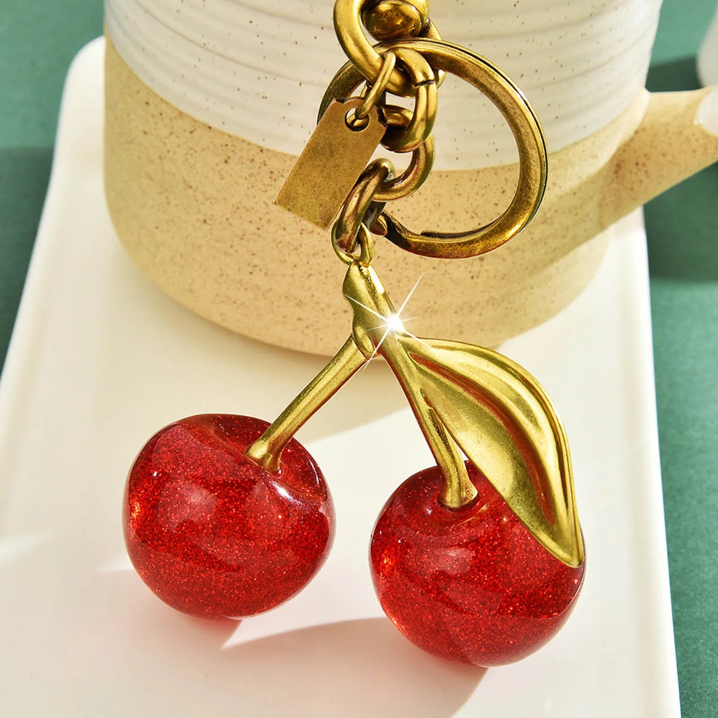 Sweet Red Cherry Keychain Cherry Bag Charm Cute Cherry Charm Pendant for Handbag Birthday Key Rings Jewels for Girl Gifts