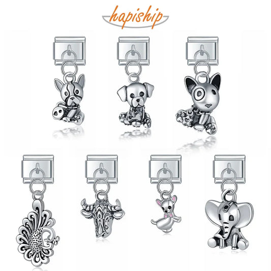 New Original Daisy Dog Cow Elephant Peacock Italian Links Charm Fit 9Mm Bracelet Stainless Steel Jewelry Making DJ281