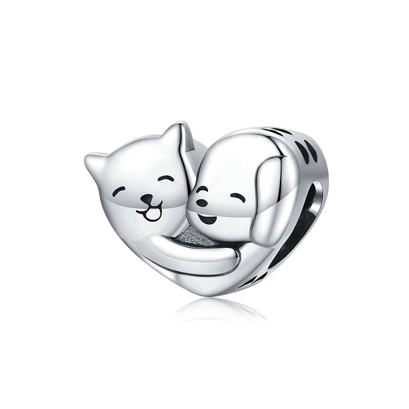 925 Sterling Silver Kitty Mermaid Charm Blue Enamel Bead Pendant for Charm Bracelet Bangle DIY Making for Girl