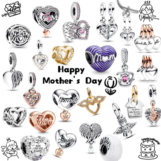 Infinity Love Mother Daughter Mum Heart Charms for Original 925 Charms Bracelet Silver Charm Bead for Mother'S Day Gift Jewelry