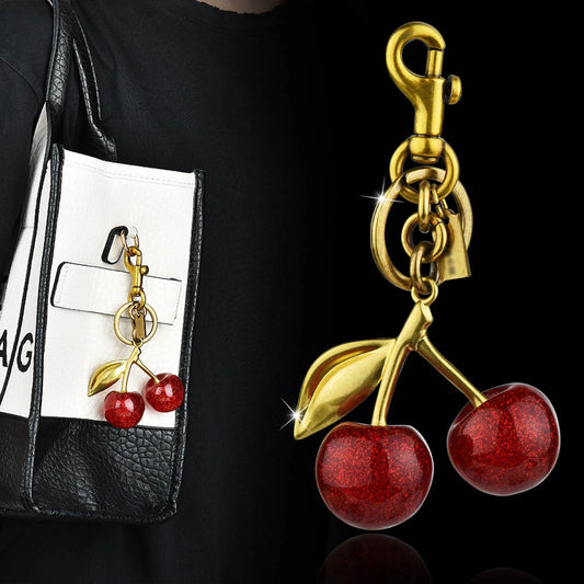 Sweet Red Cherry Keychain Cherry Bag Charm Cute Cherry Charm Pendant for Handbag Birthday Key Rings Jewels for Girl Gifts