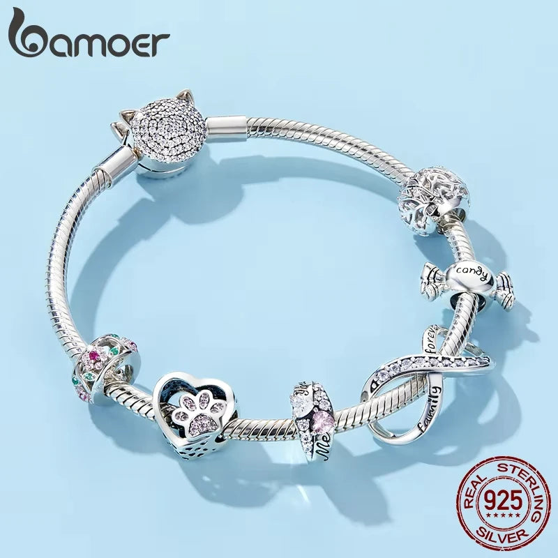 925 Silver Charm Collection 925 Sterling Silver Dazzling CZ Beads Fit Bracelets & Bangles Fine Jewelry BSC039