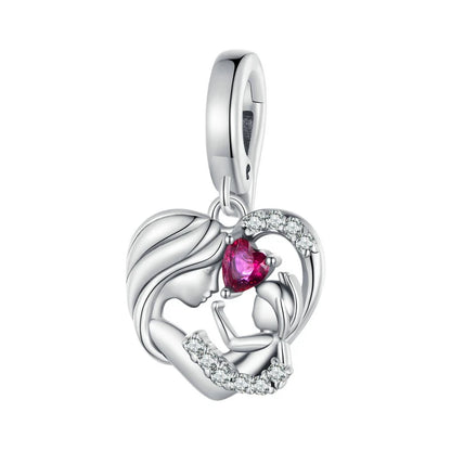 925 Sterling Silver Heart-Shape Charm Beads Fit Original Charm Bracelet Inlaid Zircon Colorful Pendants DIY Accessories