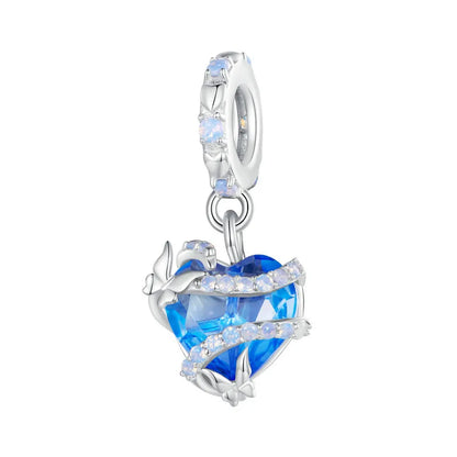 925 Sterling Silver Heart-Shape Charm Beads Fit Original Charm Bracelet Inlaid Zircon Colorful Pendants DIY Accessories