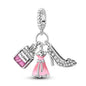 Pink Series Charms 925 Silver Perfume Butterfly Charm Beads Pendent Dangle Fit Original Bangle Charm Bracelet DIY Women Jewelry