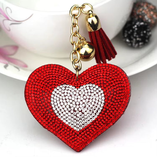 Purse Heart Charm - Silver and Red