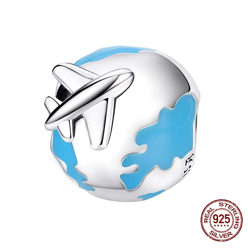 925 Sterling Silver Fashion Travel - World and Plane