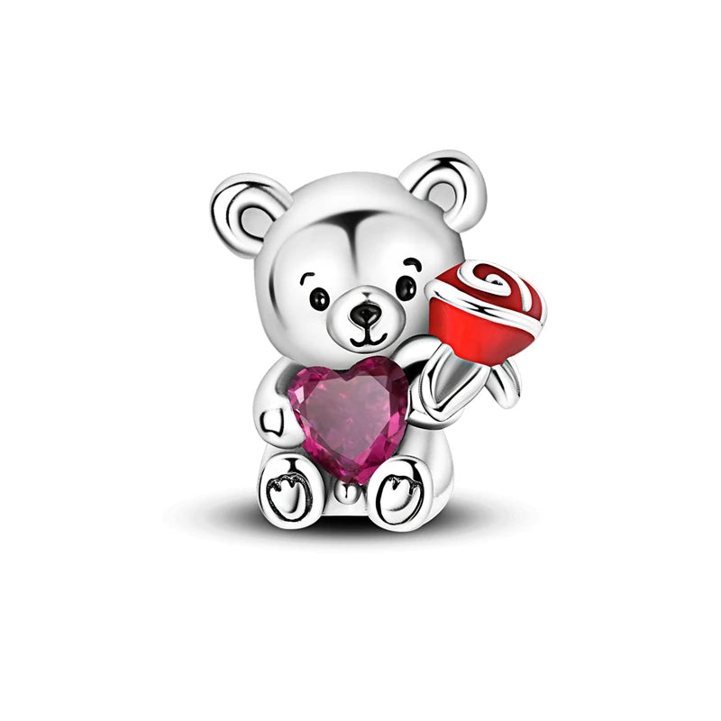 Pink Series Charms 925 Silver Perfume Butterfly Charm Beads Pendent Dangle Fit Original Bangle Charm Bracelet DIY Women Jewelry