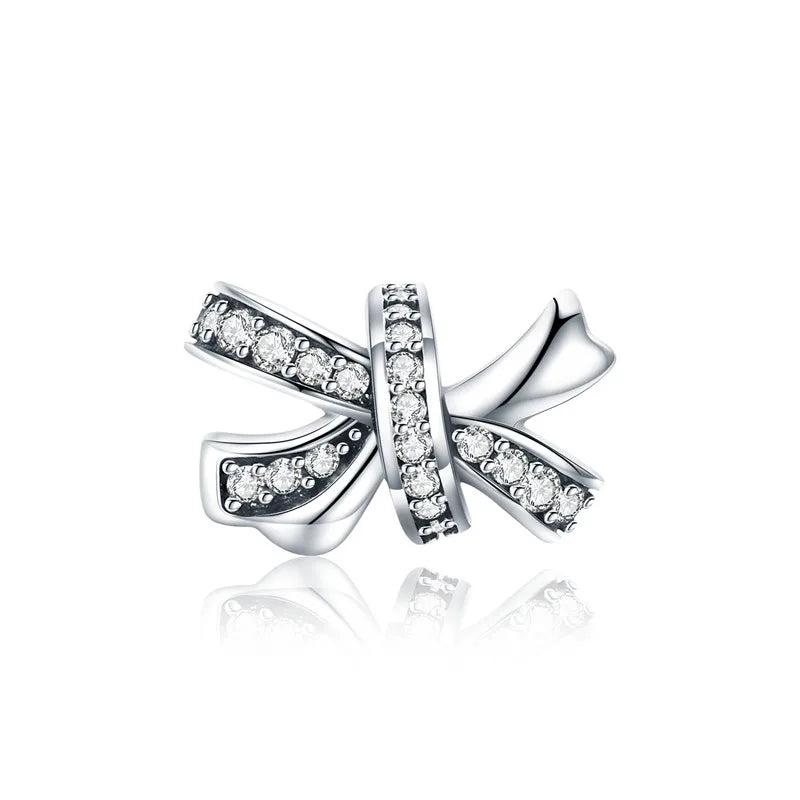 925 Sterling Silver Clear 5A Crystal Collection Family Heart Cross Charm Beads Fit for Charm Bracelet & Necklace Pendant