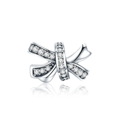925 Sterling Silver Clear 5A Crystal Collection Family Heart Cross Charm Beads Fit for Charm Bracelet & Necklace Pendant