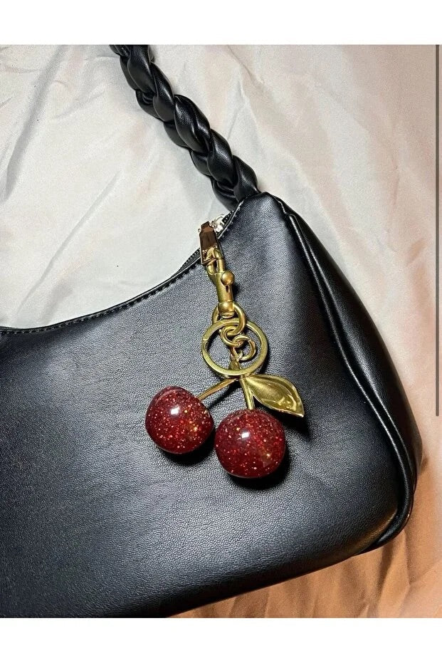 Glitter Cherry Red Bag Charm