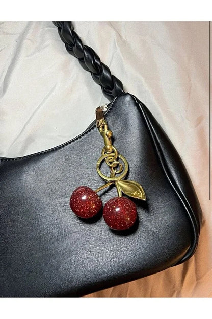Glitter Cherry Red Bag Charm