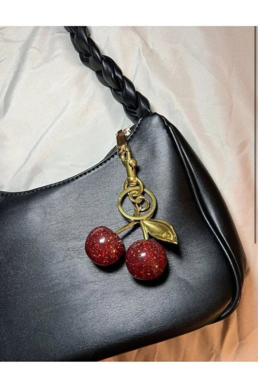 Glitter Cherry Red Bag Charm