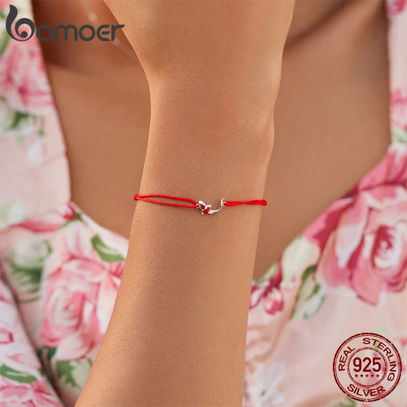 925 Sterling Silver Red Enamel Fish Pendant Lucky Koi Dangle Charm Originaal for Women Bracelet Necklace DIY Fine Jewelry