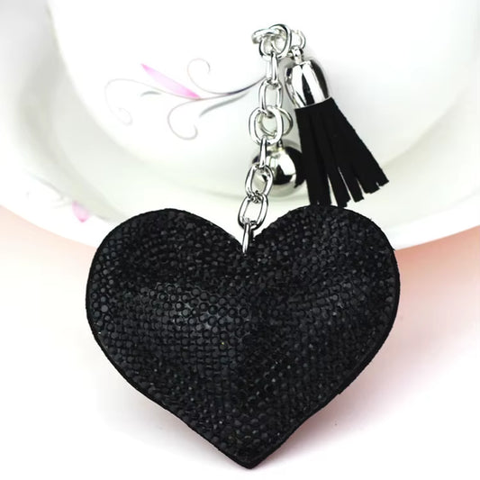 Purse Heart Charm - Silver Black