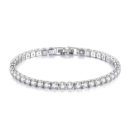 S925 Sterling Silver Bracelet Zirconia Tennis Ball Women Fashion Simple Engagement Wedding Charm Jewelry 4Mm 16-20Cm