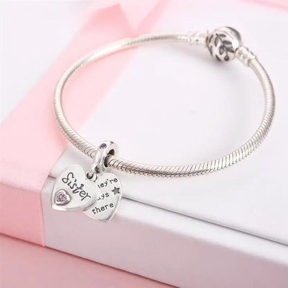 DALARAN Heart Shape Love Sterling Silver Charm 925 Friendship Sisters Bead Fits Original Charm Bracelet DIY Jewelry