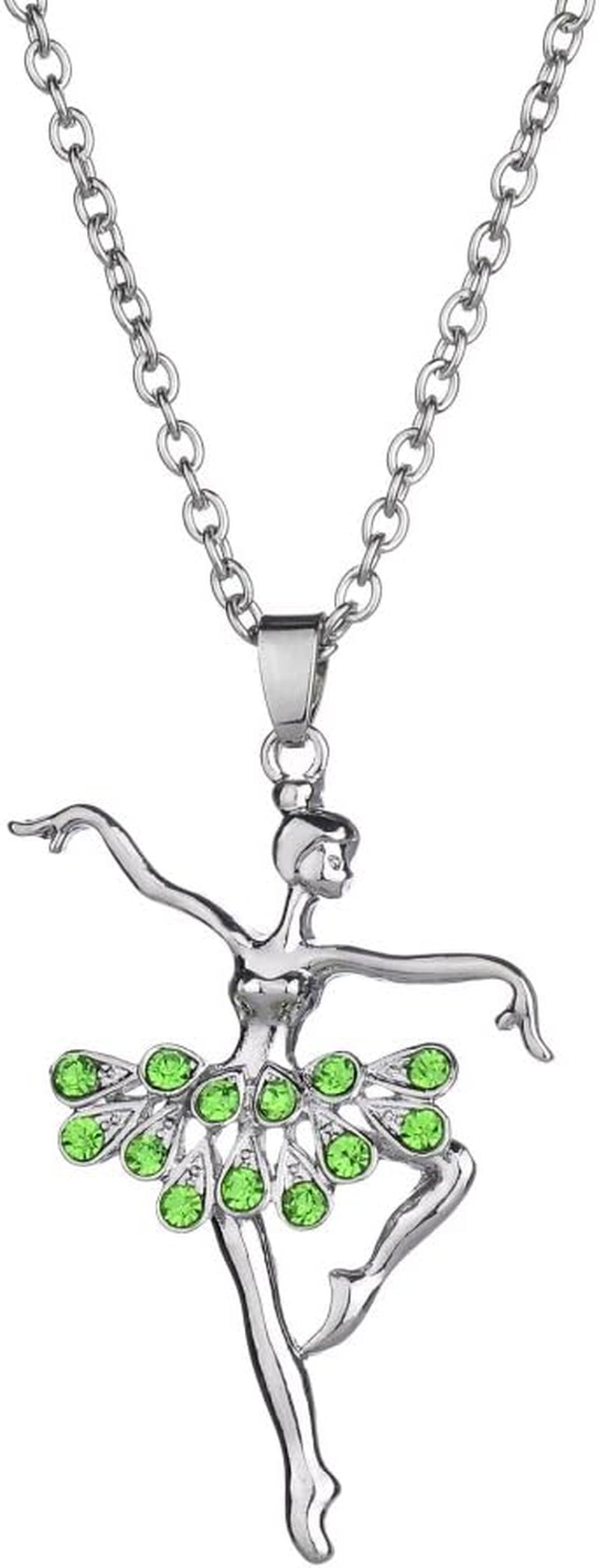 Necklances for Women Fashion & Fashion Lady Ballerina Pendant Necklace Rhinestone Charm Jewelry Xmas Gift, Rhinestone Zinc, Rhinestone