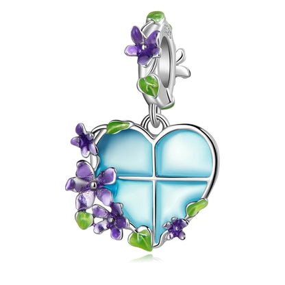925 Sterling Silver Heart-Shape Charm Beads Fit Original Charm Bracelet Inlaid Zircon Colorful Pendants DIY Accessories