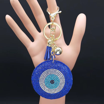 Purse Charm Evil Eye Braided - Blue