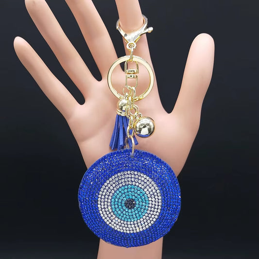 Purse Charm Evil Eye Braided - Blue