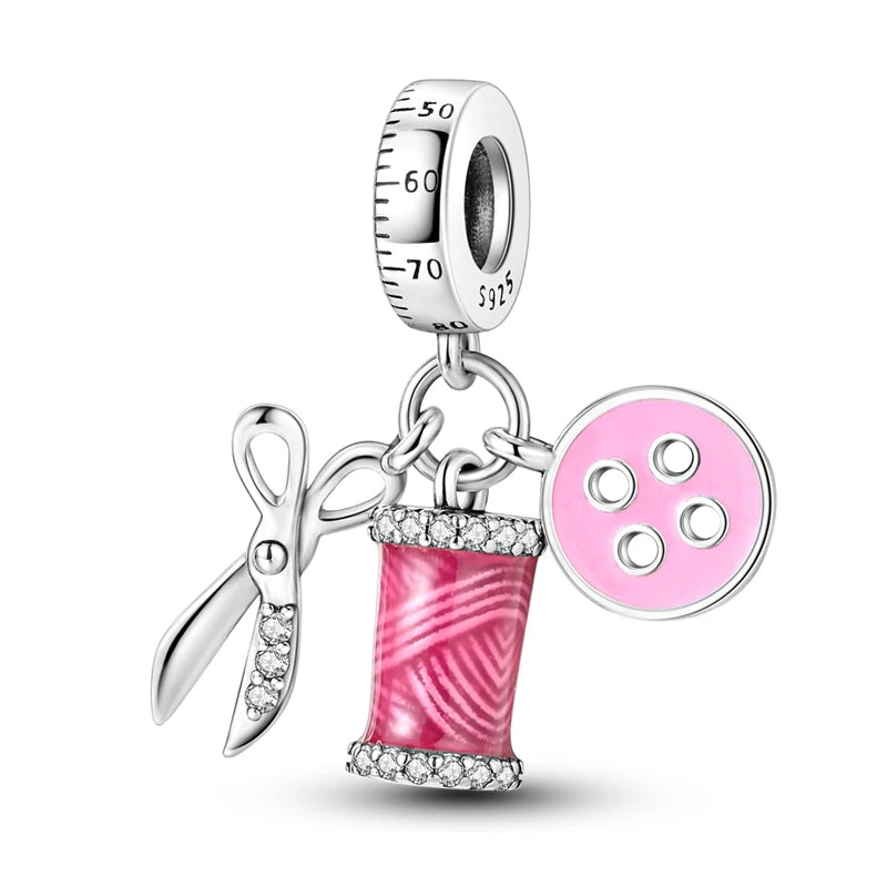 Pink Series Charms 925 Silver Perfume Butterfly Charm Beads Pendent Dangle Fit Original Bangle Charm Bracelet DIY Women Jewelry