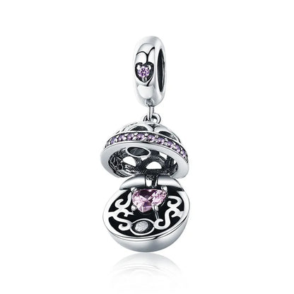 Authentic 925 Sterling Silver Love Gift Box Dangle Ball Charm Pendant Fit Women Charm Bracelet & Necklaces Jewelry SCC689