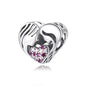 925 Sterling Silver Mother & Daughter Love - Pave Heart Charm