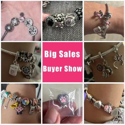 Pink Series Charms 925 Silver Perfume Butterfly Charm Beads Pendent Dangle Fit Original Bangle Charm Bracelet DIY Women Jewelry