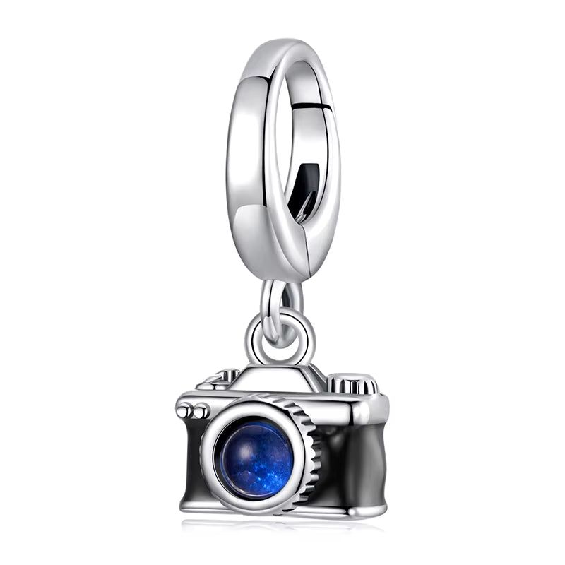 925 Sterling Silver Fashion Travel - Black Camera Pendant