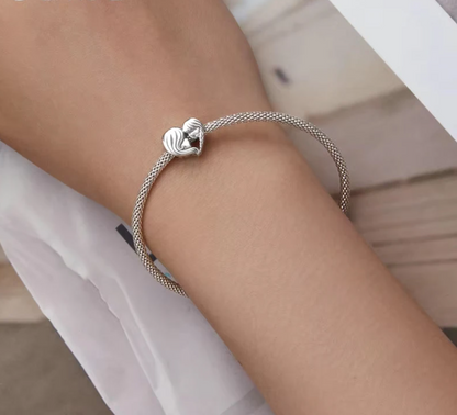 925 Sterling Silver Mother & Daughter Love - Pave Heart Charm