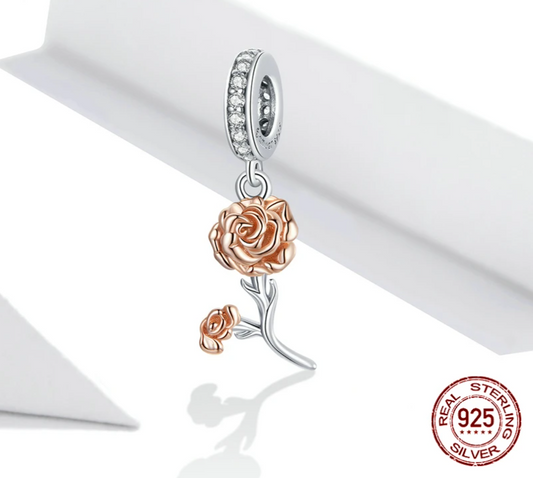 925 Sterling Silver The Beauty and the Beast - Double Flower Charm
