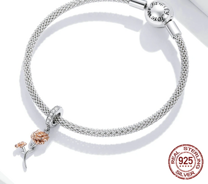 925 Sterling Silver The Beauty and the Beast - Double Flower Charm