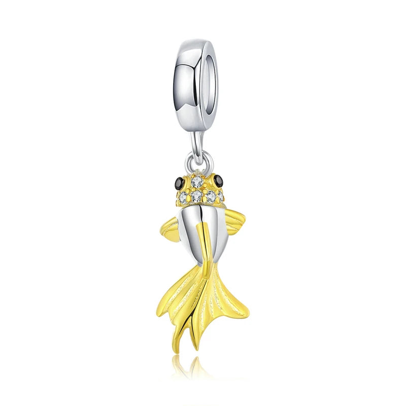 925 Sterling Silver Red Enamel Fish Pendant Lucky Koi Dangle Charm Originaal for Women Bracelet Necklace DIY Fine Jewelry