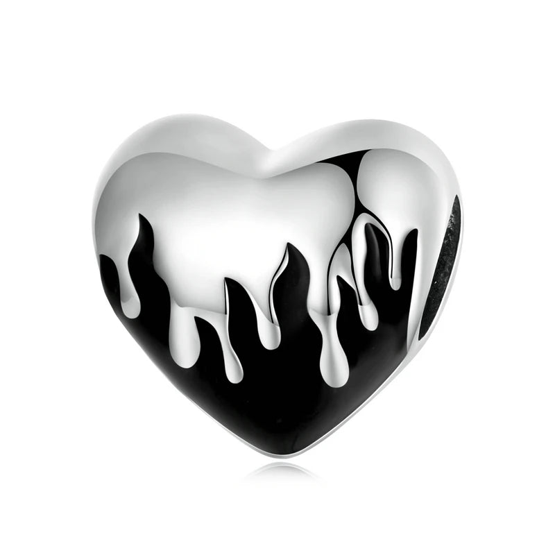 925 Sterling Silver Heart-Shape Charm Beads Fit Original Charm Bracelet Inlaid Zircon Colorful Pendants DIY Accessories