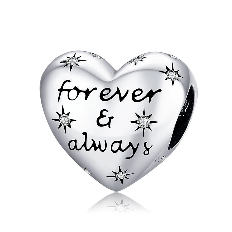 Love 925 Sterling Silver Charm Only You Love Charm Heart Shape Metal Bead for Bracelet Women DIY Fashion Jewelry BSC497