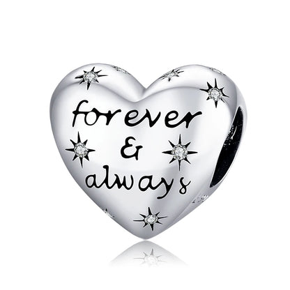 Love 925 Sterling Silver Charm Only You Love Charm Heart Shape Metal Bead for Bracelet Women DIY Fashion Jewelry BSC497
