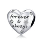 Love 925 Sterling Silver Charm Only You Love Charm Heart Shape Metal Bead for Bracelet Women DIY Fashion Jewelry BSC497