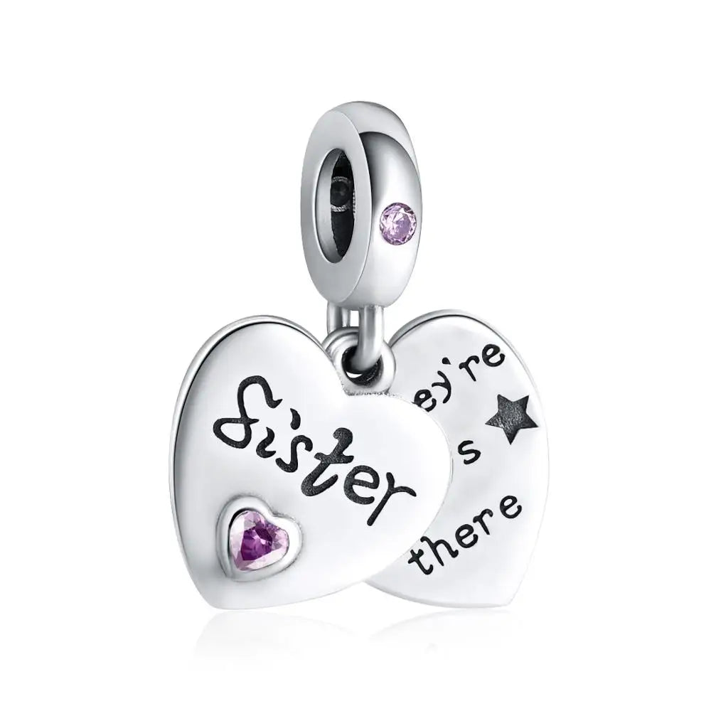 DALARAN Heart Shape Love Sterling Silver Charm 925 Friendship Sisters Bead Fits Original Charm Bracelet DIY Jewelry