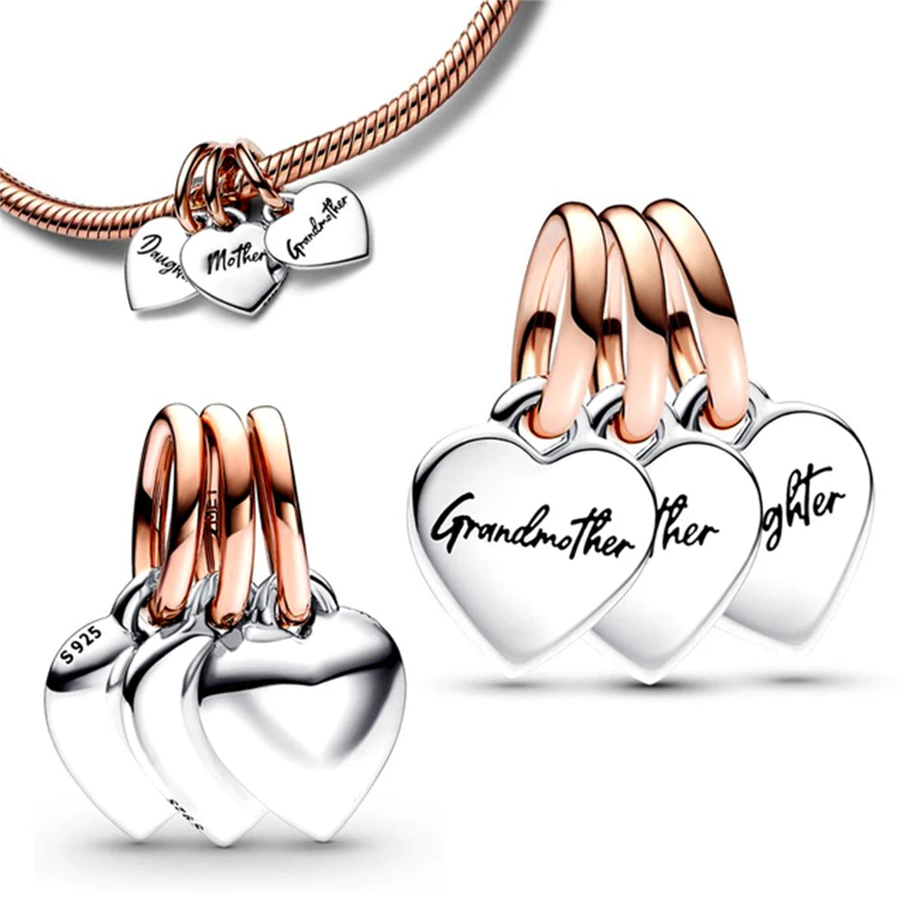 Infinity Love Mother Daughter Mum Heart Charms for Original 925 Charms Bracelet Silver Charm Bead for Mother'S Day Gift Jewelry