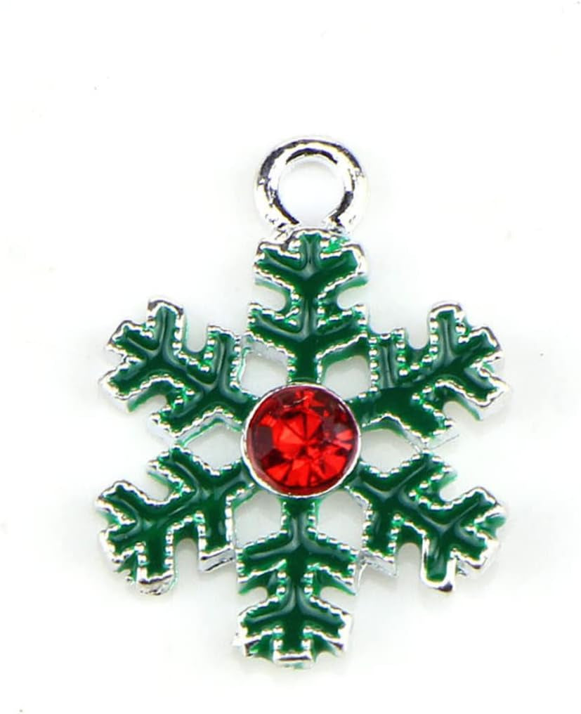 20Pcs Diy Christmas Alloy Pendant Charm Set Snowflake Wreath Jewelry Making Supplies for Necklace Bracelet Holiday Crafts