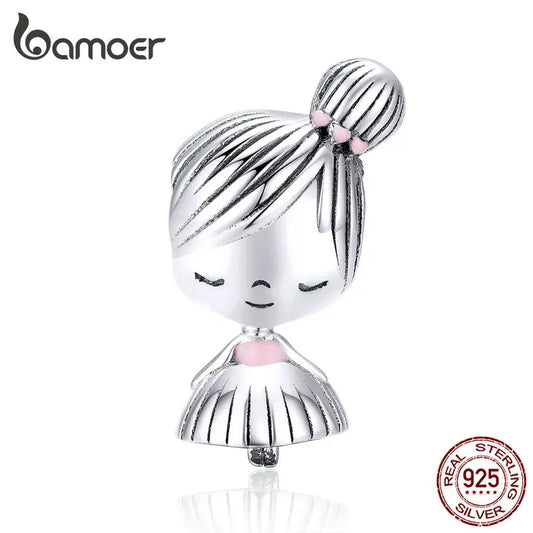 925 Sterling Silver Kitty Mermaid Charm Blue Enamel Bead Pendant for Charm Bracelet Bangle DIY Making for Girl
